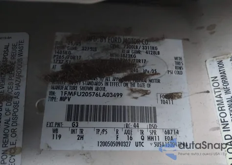 2006 Ford Expedition Limited from USA, damaged, VIN 1FMFU20576LA03499